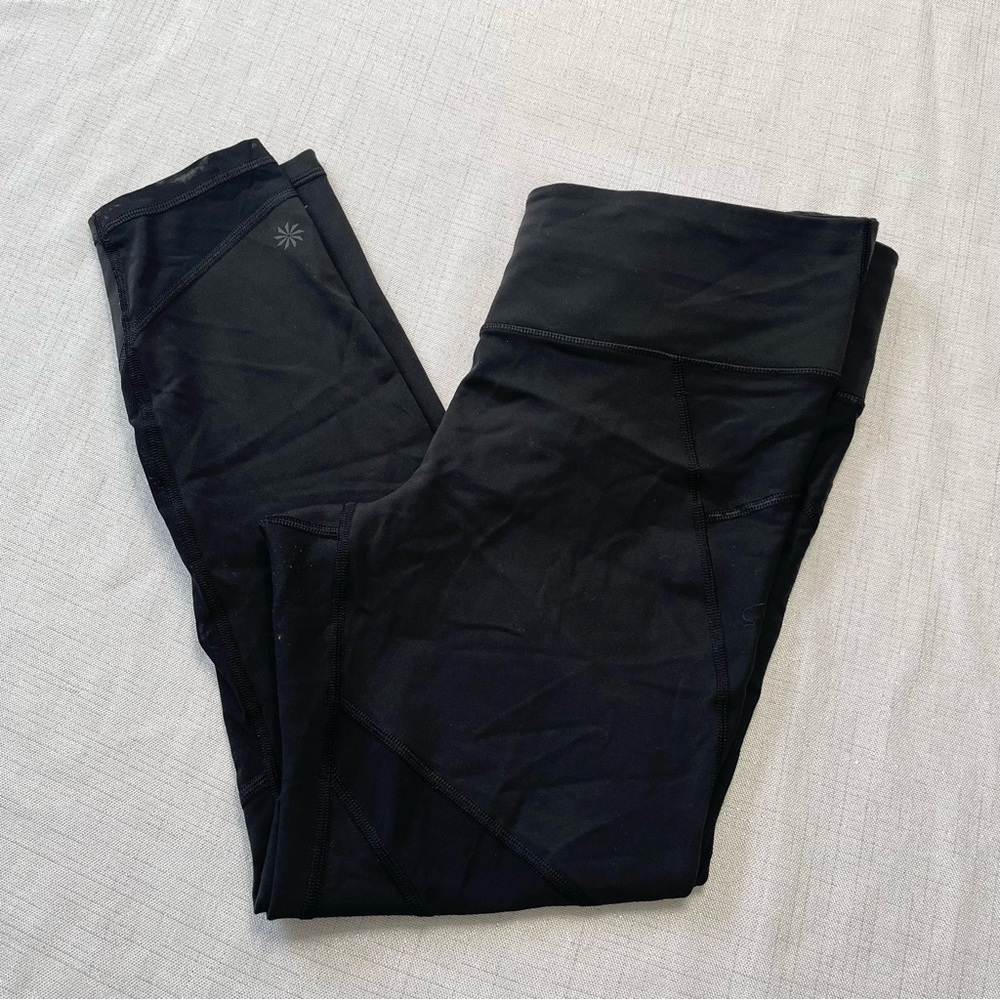 Athleta Black Neutral Athletic Leggings Mesh Size L